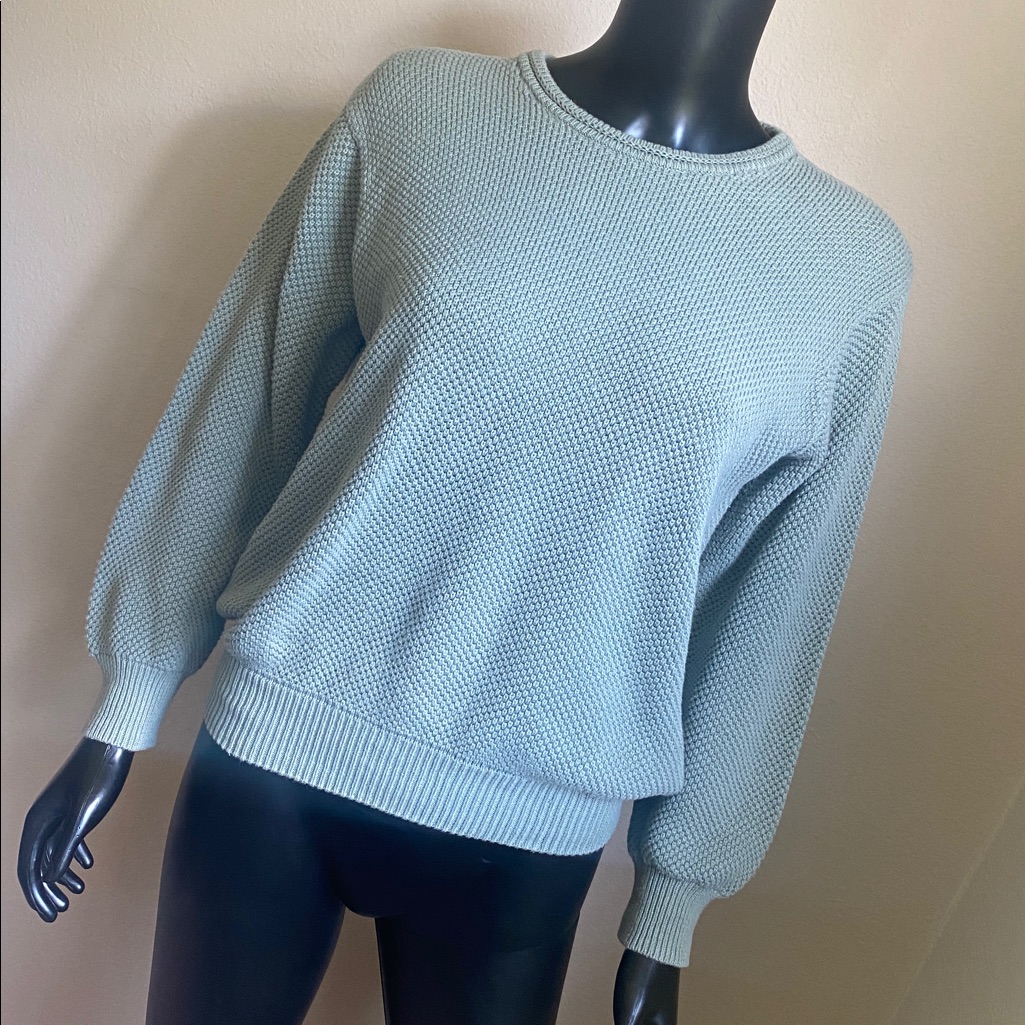 Appleseed's Sage Green Women's Textured Cotton Crewneck Sweater
